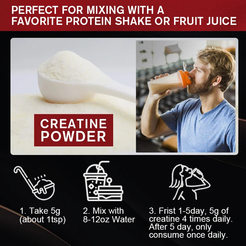 Creatine Monohydrate Powder - Muscle Recovery Men & Women Workout Supplements