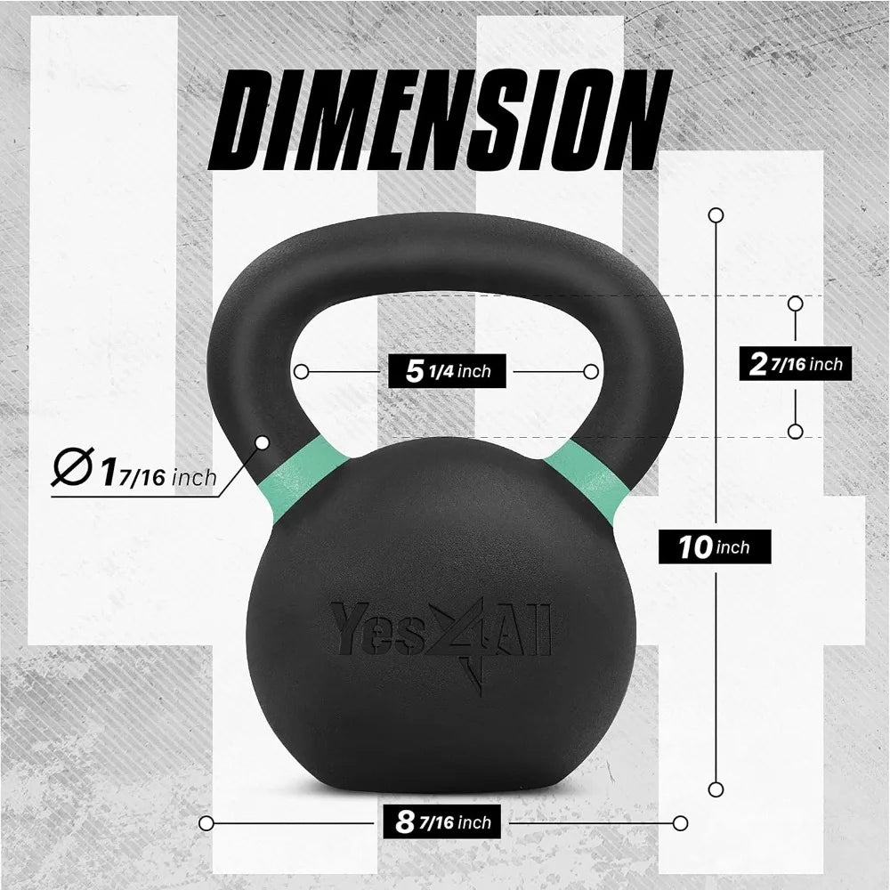 Powder Coated Cast Iron Kettlebell Non-Slip Handle Flat Bottom