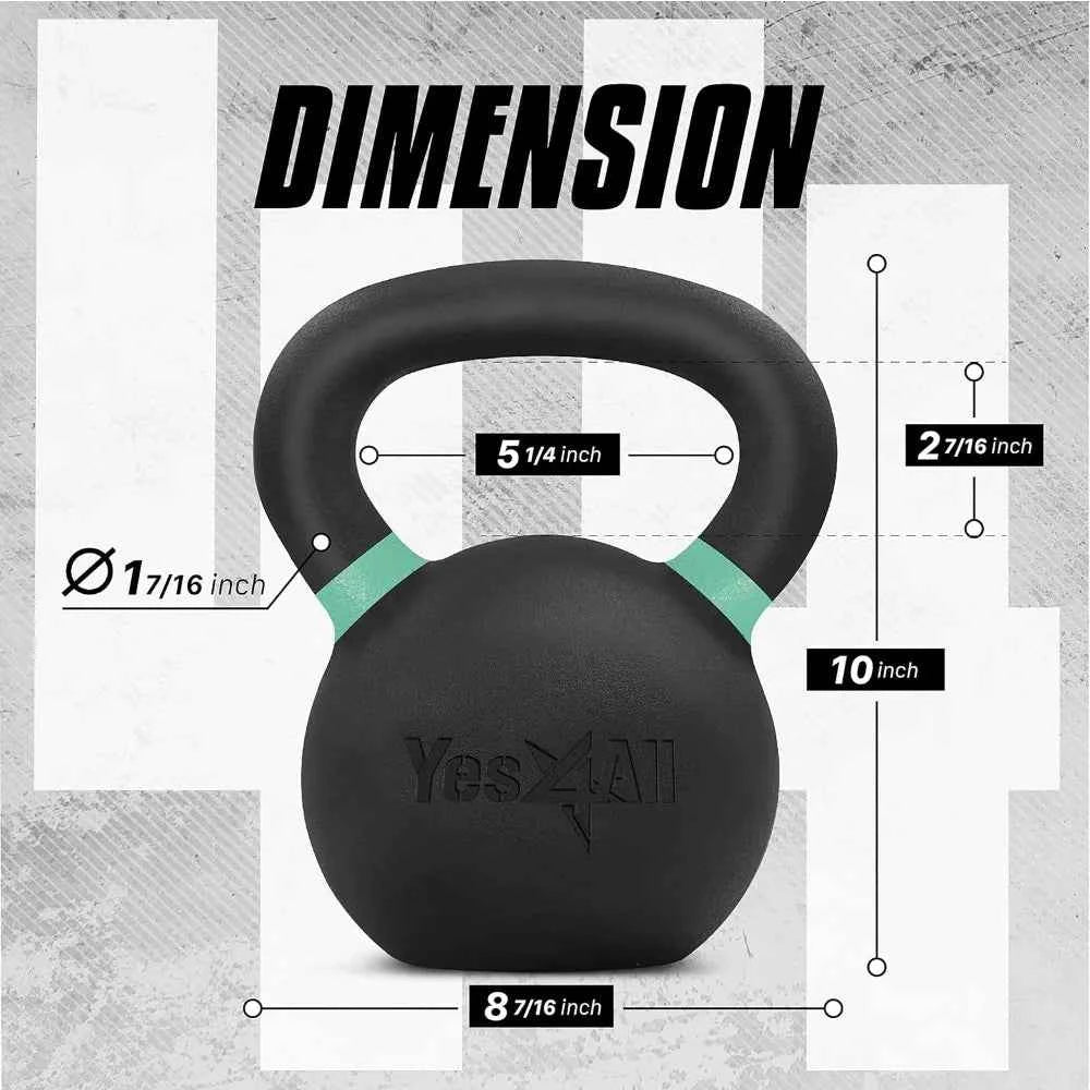Powder Coated Cast Iron Kettlebell Non-Slip Handle Flat Bottom
