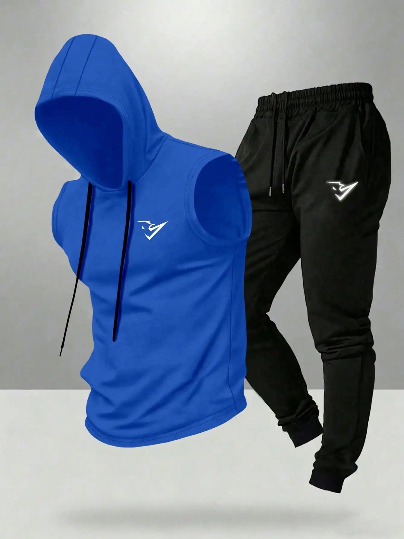 Gym Rark Men's Hooded Vest And Pants Sports Suit