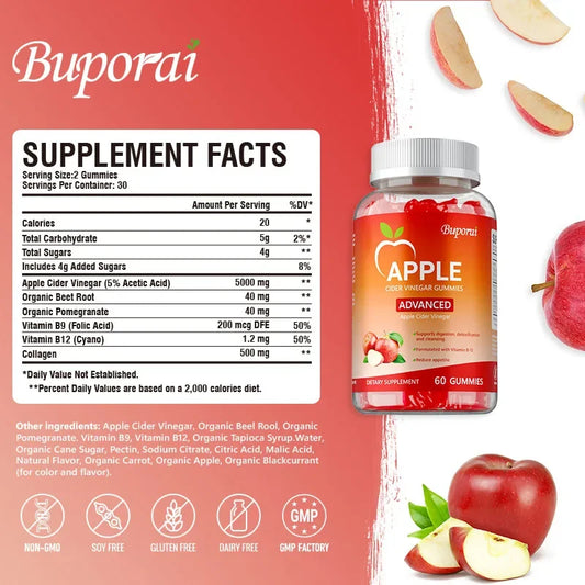 Apple Cider Vinegar Gummies - Stay in Shape, Weight Management, Metabolism and Detoxification, Weight Loss - 60pcs