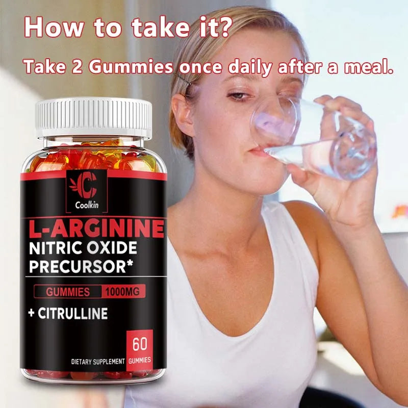 L-Arginine Gummies - Nitric Oxide for Muscle Growth and Strength - 60 Gummies