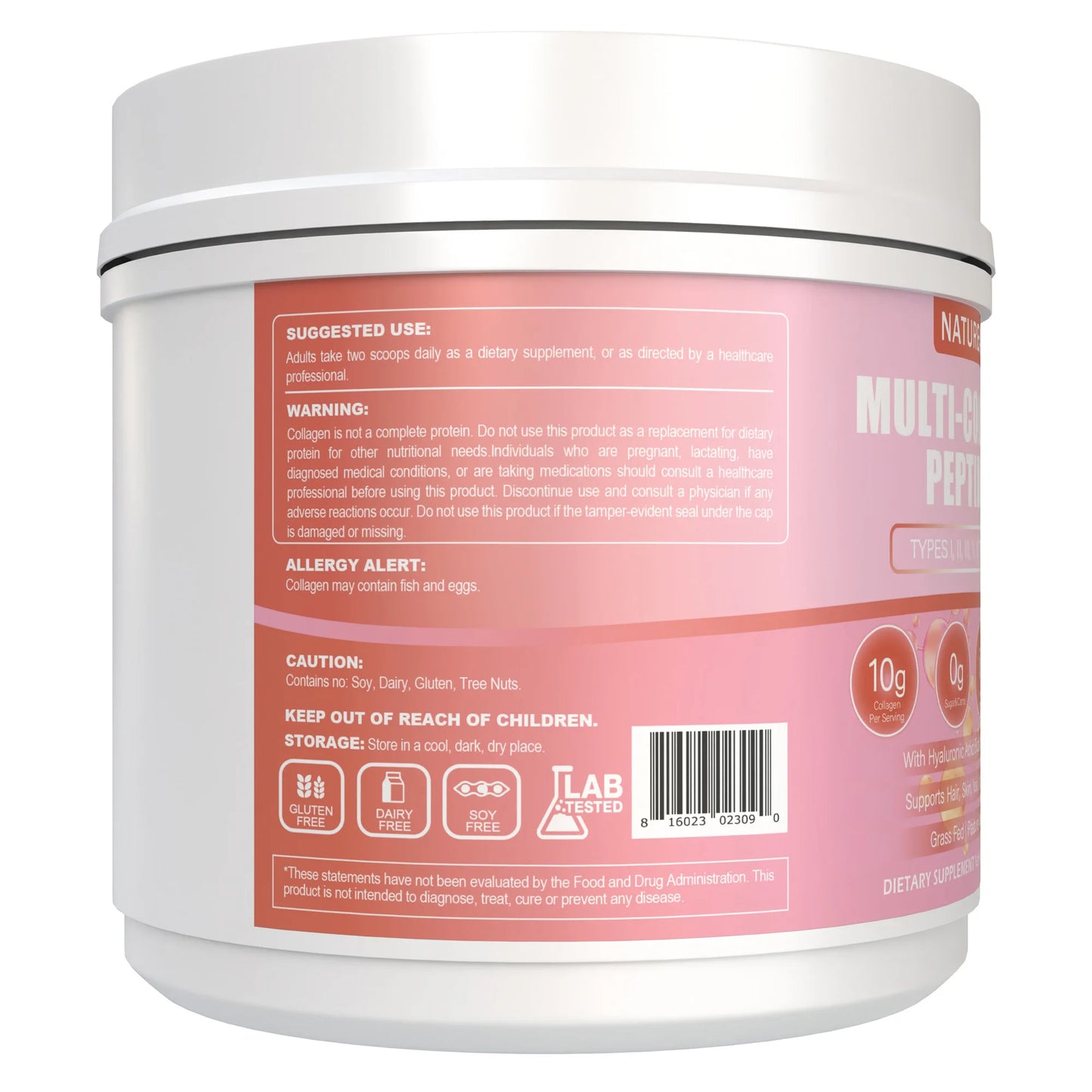 Nature4U Multi Collagen Peptides Powder with Biotin, Hyaluronic Acid,