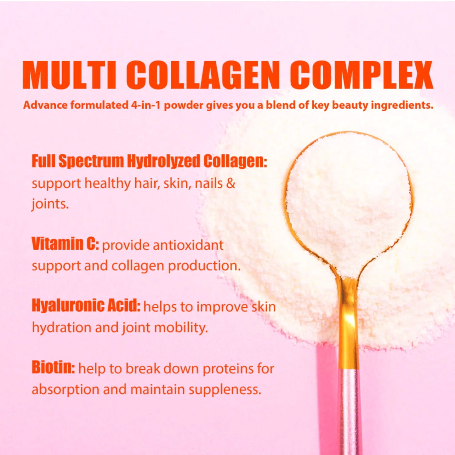 Nature4U Multi Collagen Peptides Powder with Biotin, Hyaluronic Acid,