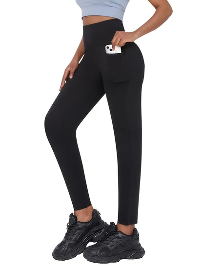 1PC Women’s Plus Size High-Waisted Black Yoga Leggings,