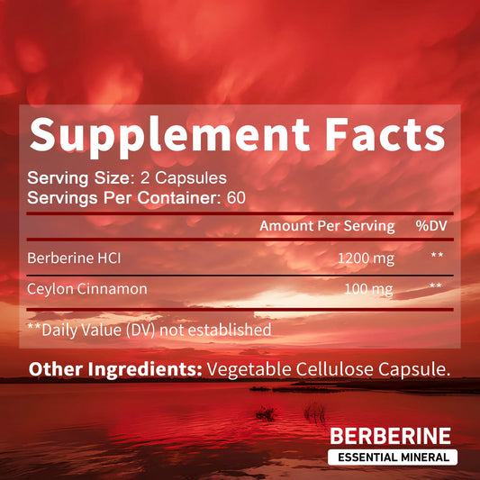 Berberine + Ceylon Cinnamon Supplement -120 Capsules