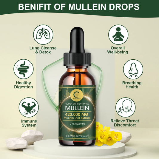 Mullein Leaf Extract Drops - Lung Cleanse - Powerful Mullein for Immune Support