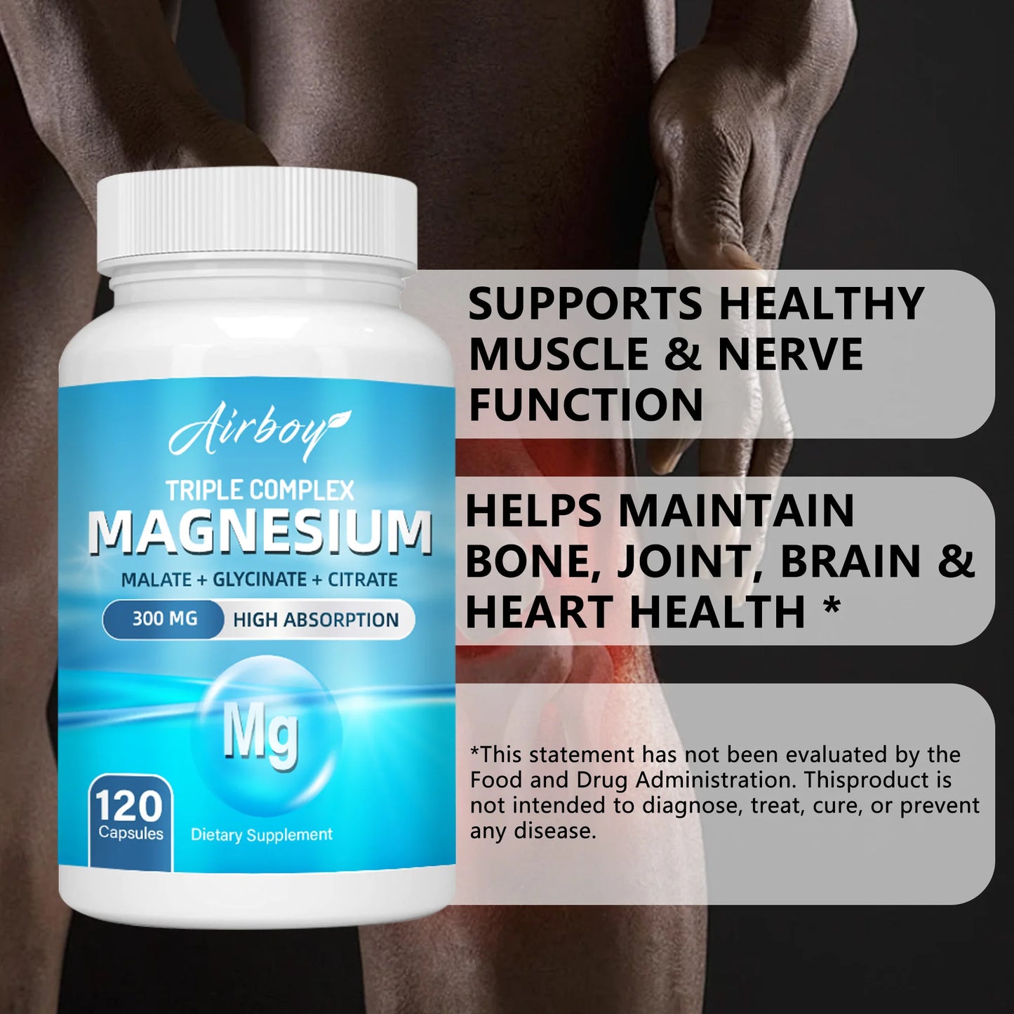 Triple Magnesium Complex - Bone, Muscle & Heart Health Supplement, Sleep Support, Stress Relief, Muscle Relaxation