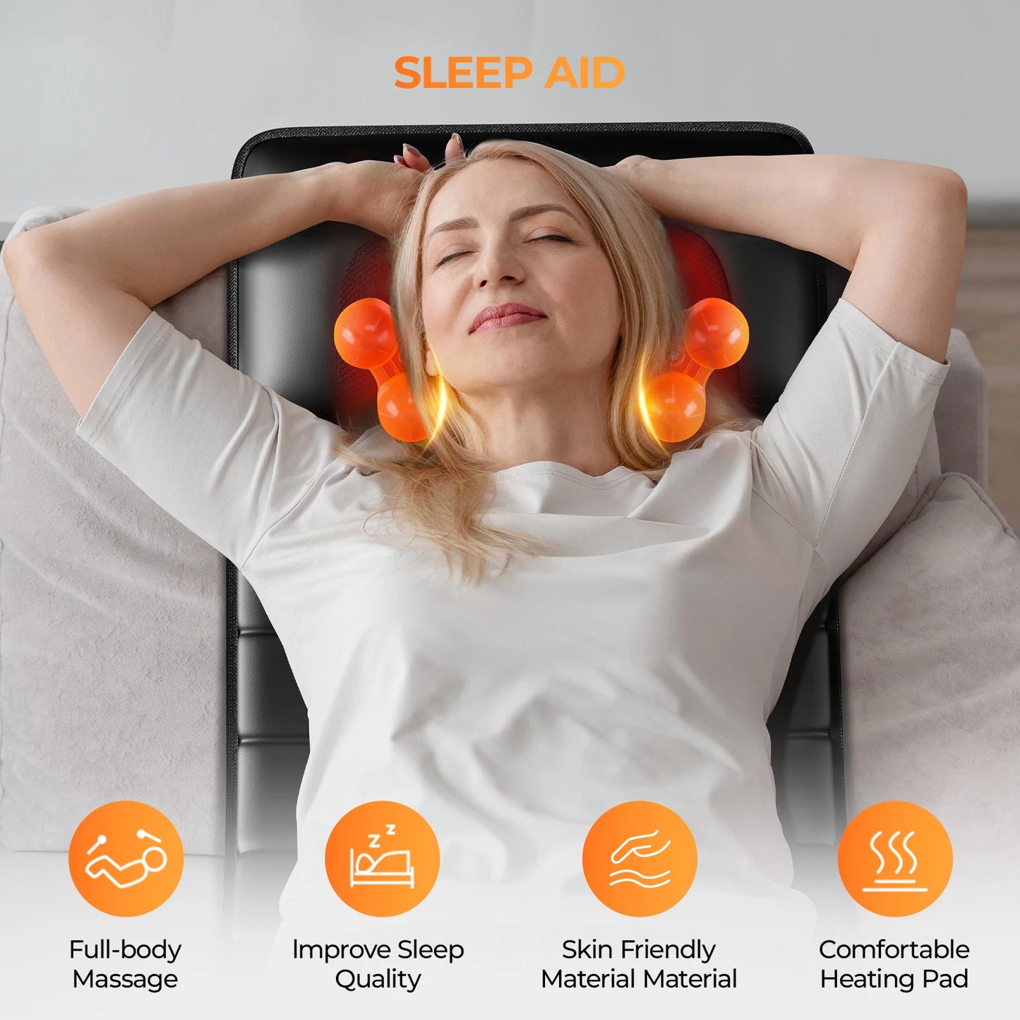 Shiatsu Full Body Massage Mat with Heat, Detachable Massager Pad