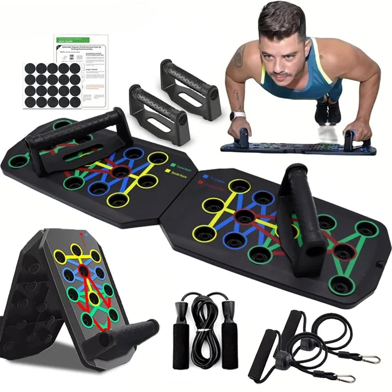 Portable Multifunctional Push-up Board Set With Handles Foldable Fitness Equipment For Chest Abdomen Arms And Back Training