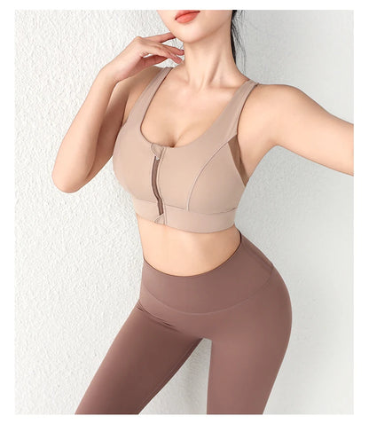 New Design Summer One-Piece High-Strength Shock-Proof Sports Underwear Vested Front Zipper  Yogo Sports Bra