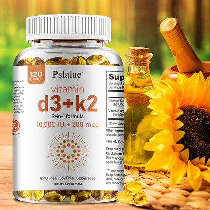 Vitamin D3 10000 IU with K2 200 Mcg, 120 Soft-Gels