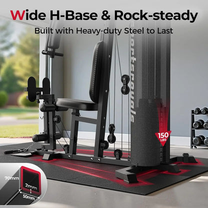 Sportsroyals Home Gym Equipment, 150LBS Weight Stack, Full Body Workout Machine with Pulley System