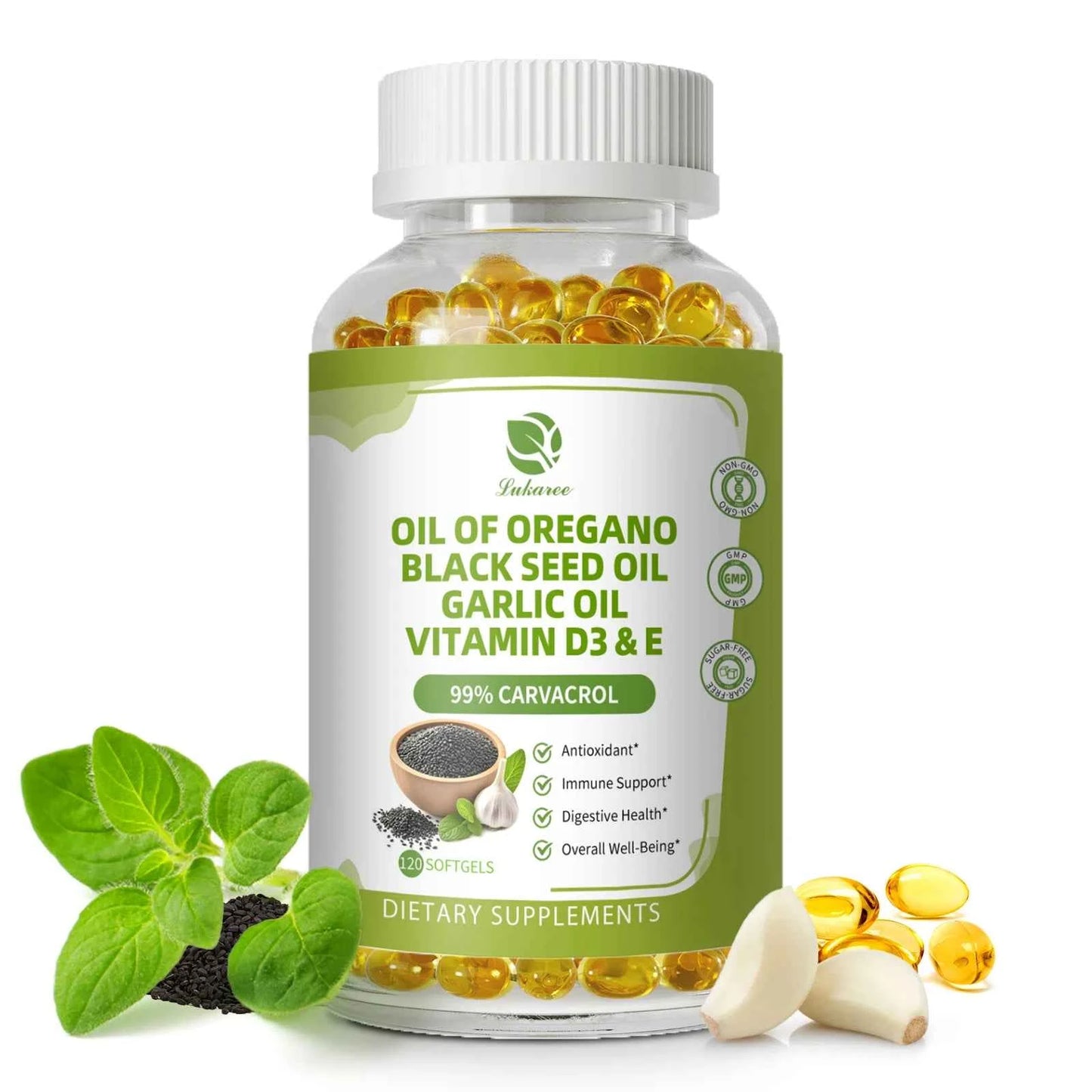 LUKAREE Oregano Oil Capsules with Black Seed Oil