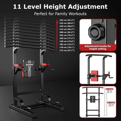 Multi-Functional Adjustable Home Gym Pull-Up Bar with Elastic Resistance Bands