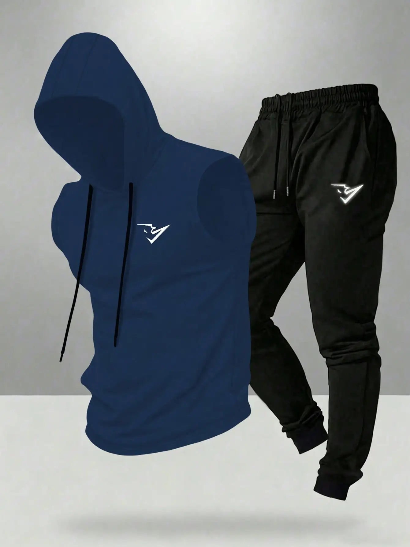 Gym Rark Men's Hooded Vest And Pants Sports Suit