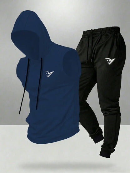 Gym Rark Men's Hooded Vest And Pants Sports Suit