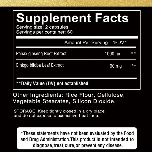 Panax Ginseng + Ginkgo Biloba - 120 Capsules