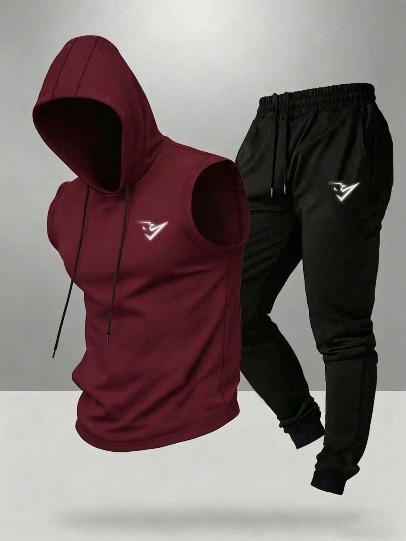 Gym Rark Men's Hooded Vest And Pants Sports Suit