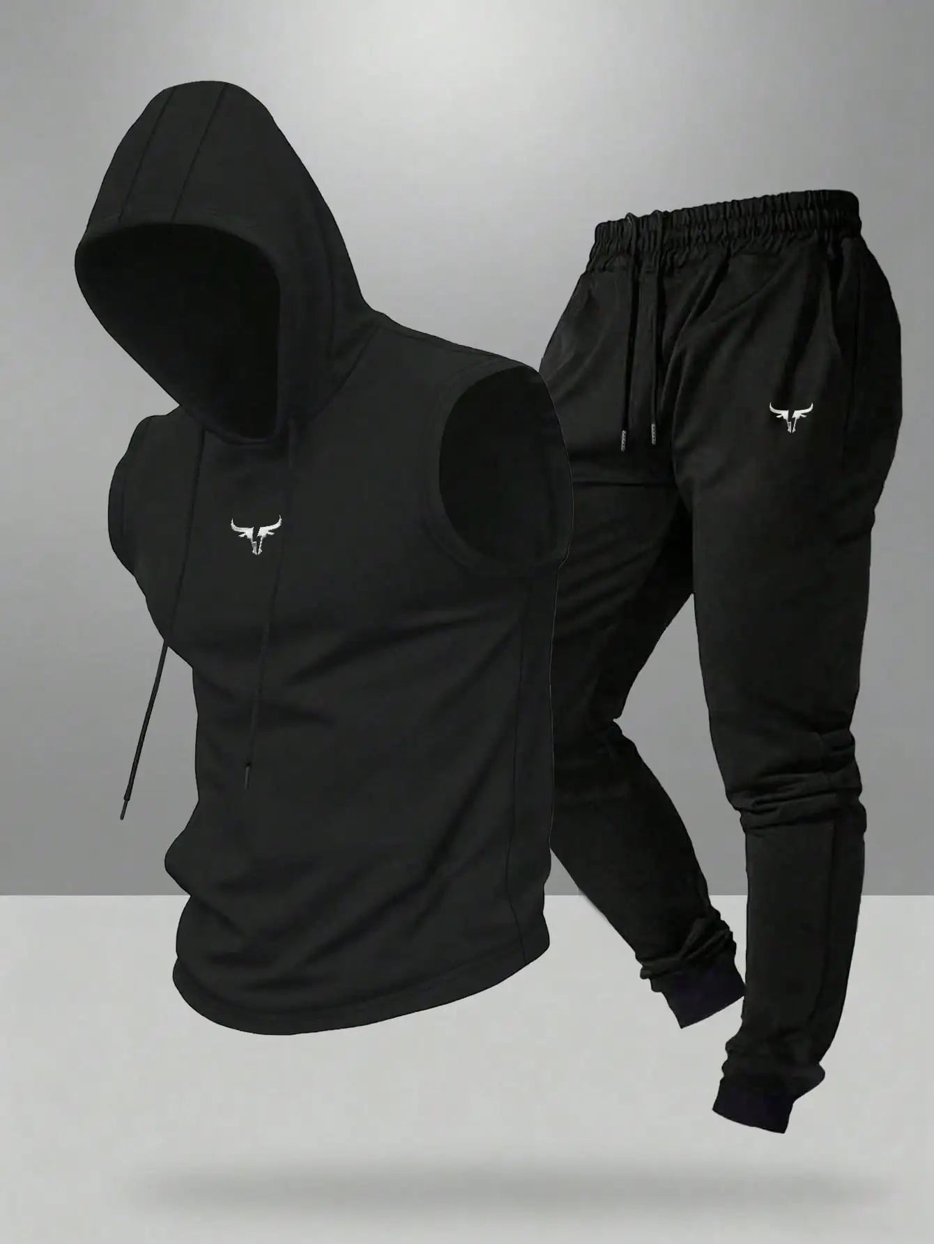 Gym Rark Men's Hooded Vest And Pants Sports Suit