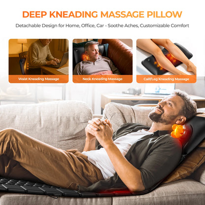 Shiatsu Full Body Massage Mat with Heat, Detachable Massager Pad