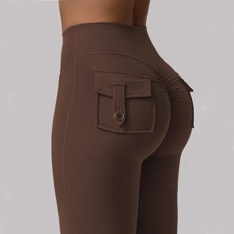 Women's Yoga Flare Trousers, High-Waisted Tummy-Control Wide-Leg