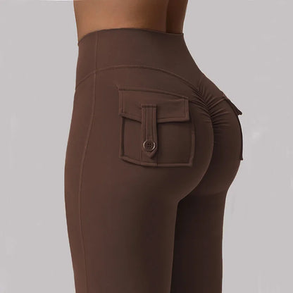 Women's Yoga Flare Trousers, High-Waisted Tummy-Control Wide-Leg