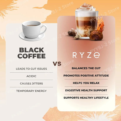 Organic Mushroom Coffee Powder Contain 6 Types Adaptogenic Mushrooms Extract MCT Oil Brewing Use Smooth Daily Beverage Support