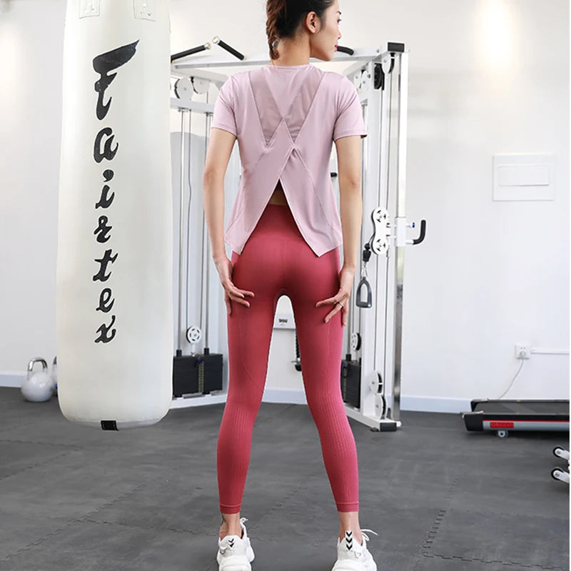 New Hem Opening Sports Tops Women Loose Quick-Dry Yoga T-Shirt