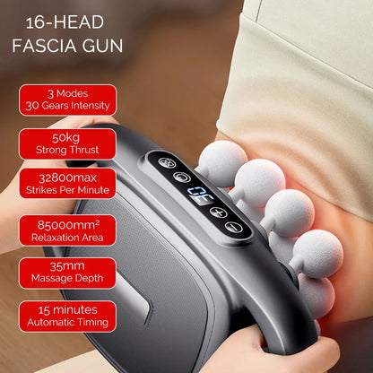 16-Head Fascia Gun High-Frequency Vibration Body Massage Gun