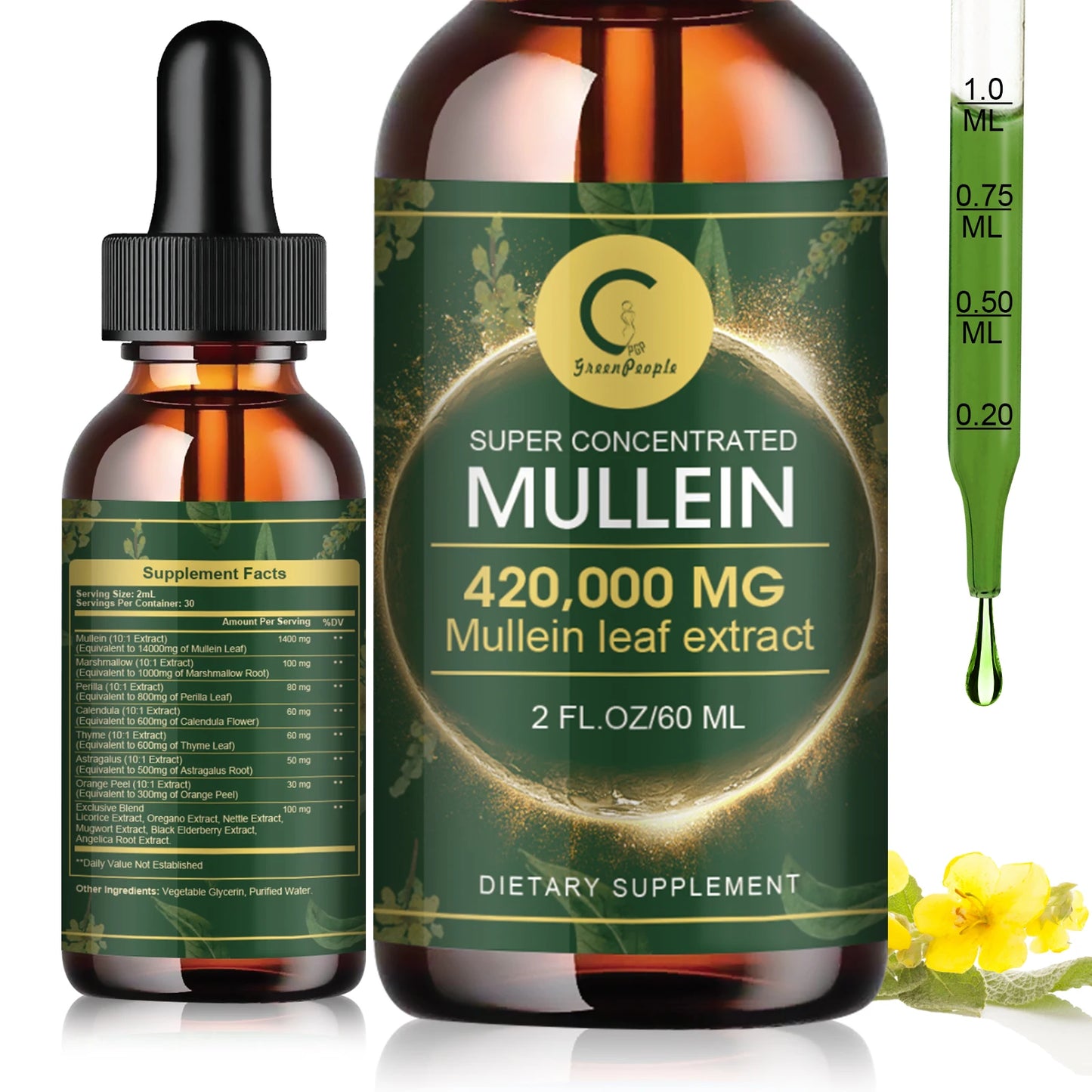Mullein Leaf Extract Drops - Lung Cleanse - Powerful Mullein for Immune Support