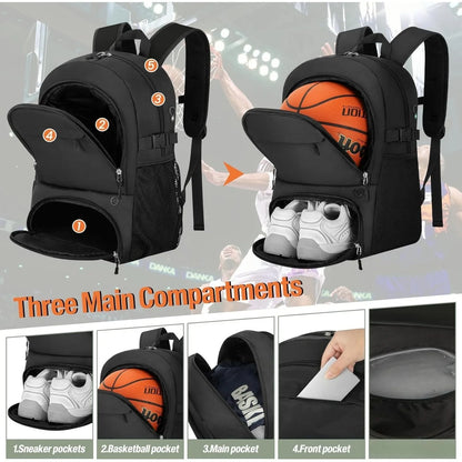 Large Capacity Backpack Equipment Bag With Ball And Shoe Compartment