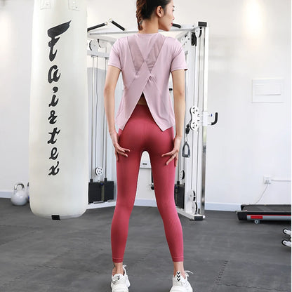 New Hem Opening Sports Tops Women Loose Quick-Dry Yoga T-Shirt