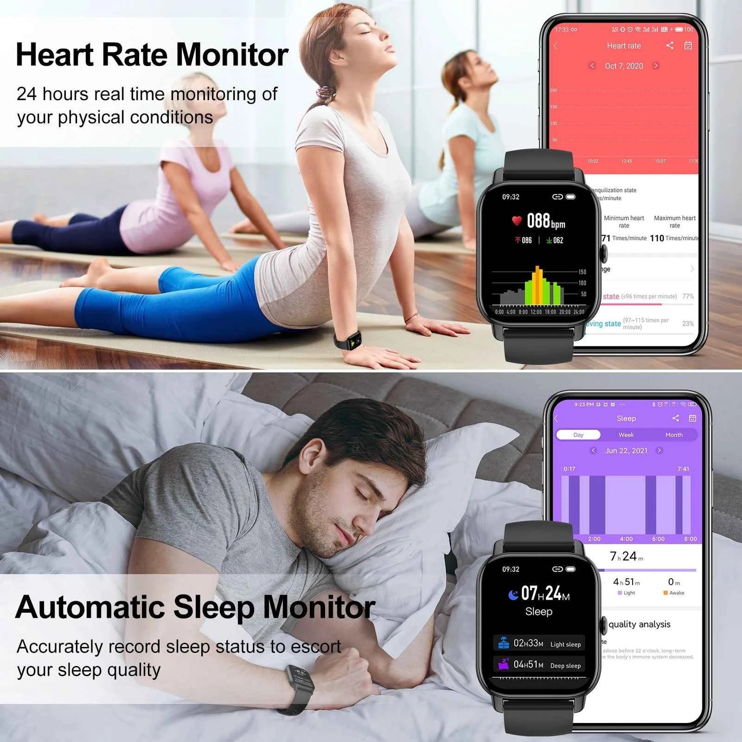 Smart Watch, 1.85" Sports Watch Waterproof Fitness Activity Tracker