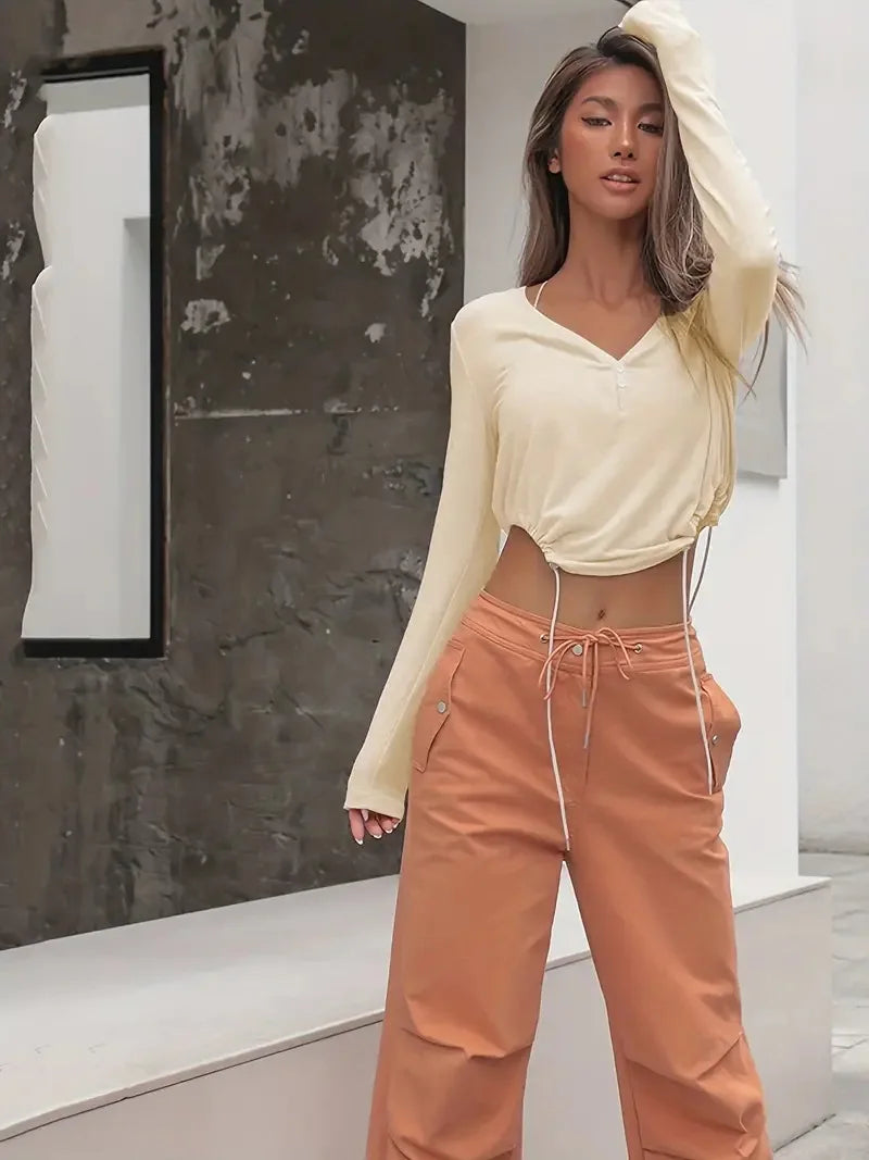 Long Sleeve Gym Crop Top