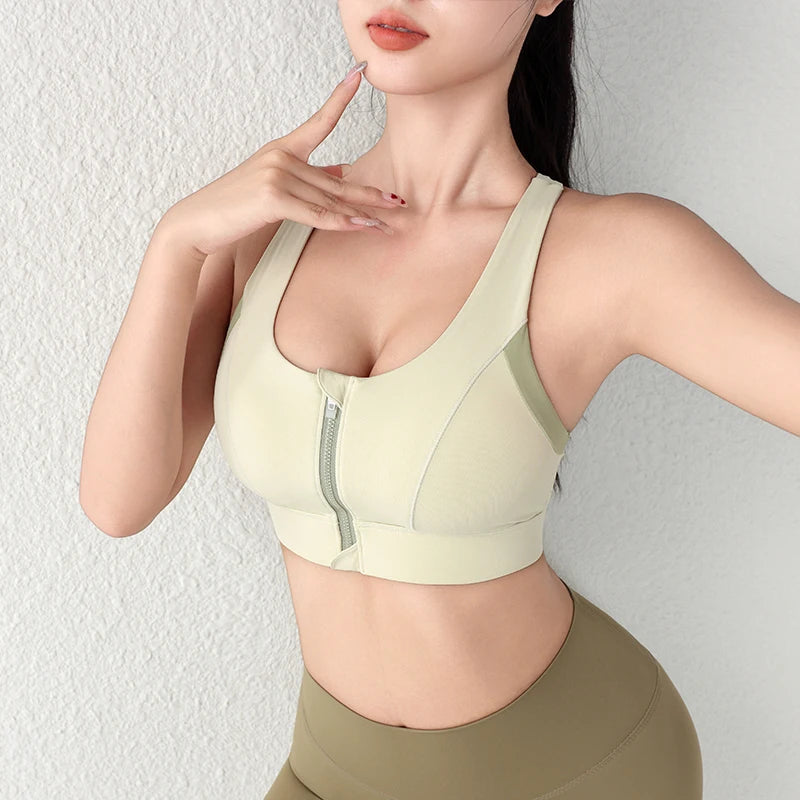 New Design Summer One-Piece High-Strength Shock-Proof Sports Underwear Vested Front Zipper  Yogo Sports Bra