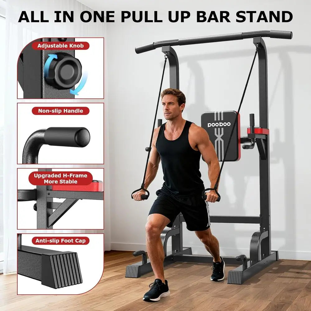 Multi-Functional Adjustable Home Gym Pull-Up Bar with Elastic Resistance Bands