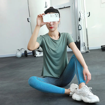 New Hem Opening Sports Tops Women Loose Quick-Dry Yoga T-Shirt