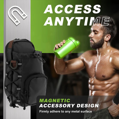 Magnetic Gym Sling Bag with Water Bottle Holder