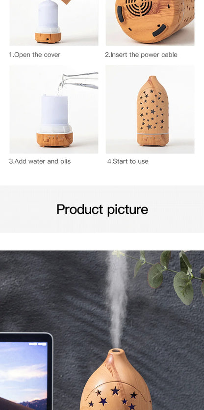 Ultrasonic Essential Oil Diffuser with LED lights 100ml Water Tank
