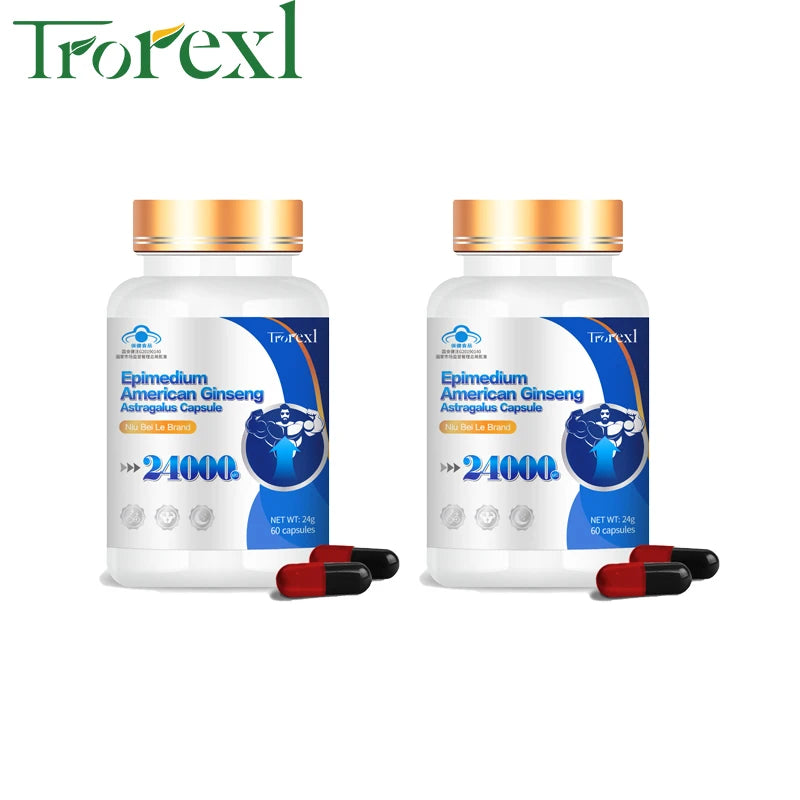 100% Pure Non-GMo Organic American Ginseng Supplement - 60 Capsules