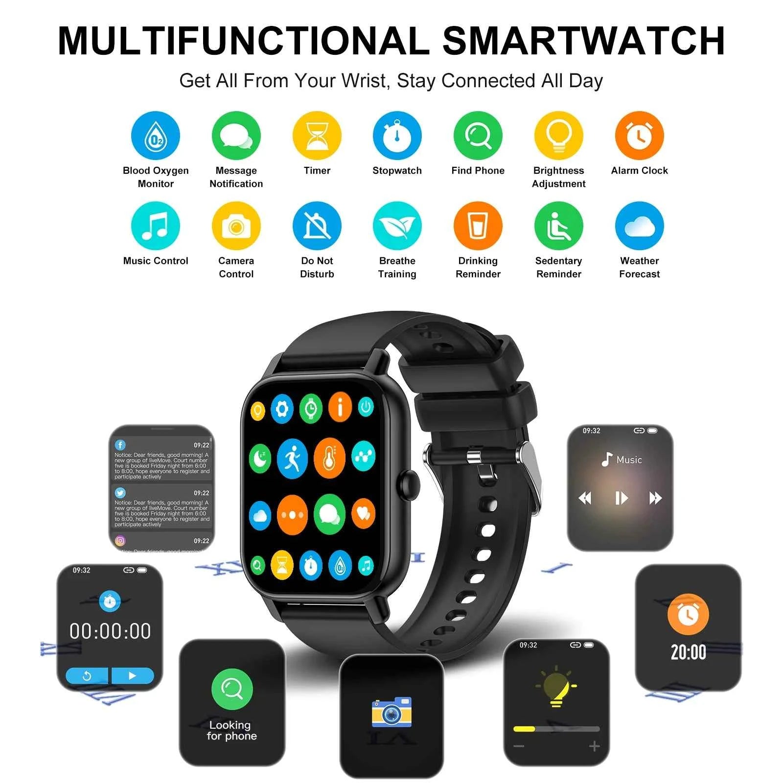 Smart Watch, 1.85" Sports Watch Waterproof Fitness Activity Tracker