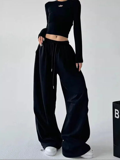 Y2K Harajuku Wide Leg Sweatpants Drawstring Casual Joggers