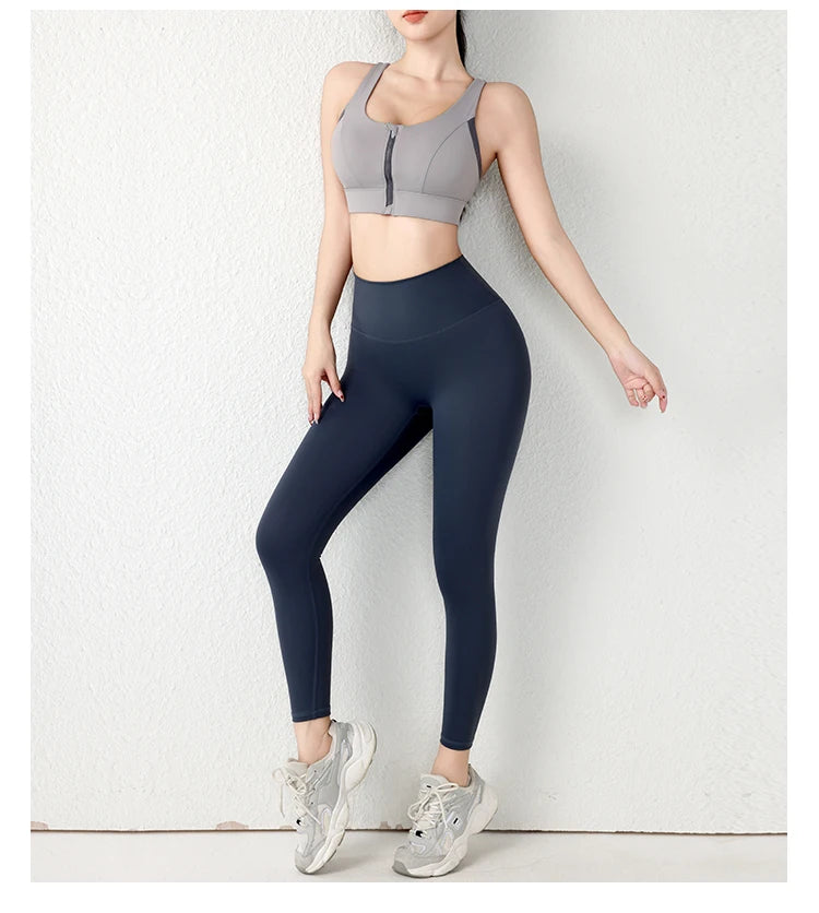 New Design Summer One-Piece High-Strength Shock-Proof Sports Underwear Vested Front Zipper  Yogo Sports Bra