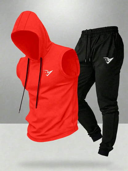 Gym Rark Men's Hooded Vest And Pants Sports Suit