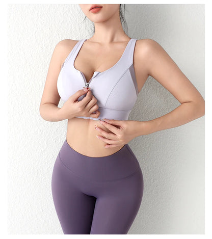 New Design Summer One-Piece High-Strength Shock-Proof Sports Underwear Vested Front Zipper  Yogo Sports Bra