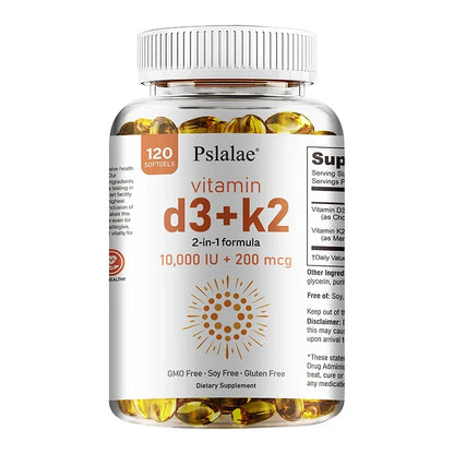 Vitamin D3 10000 IU with K2 200 Mcg, 120 Soft-Gels