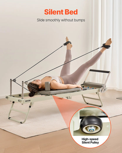 VEVOR Foldable Pilates Reformer Pilates Workout Machine