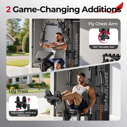 Sportsroyals Home Gym Equipment, 150LBS Weight Stack, Full Body Workout Machine with Pulley System