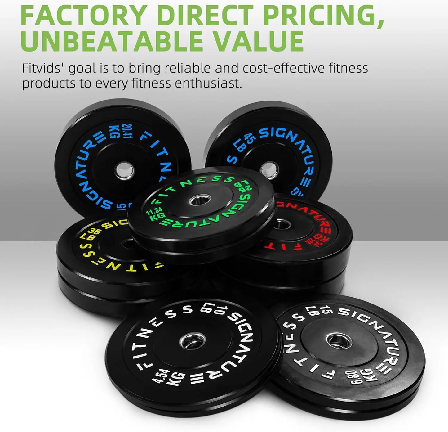 Cast Iron Bumper Plates, Green, Multiple Options